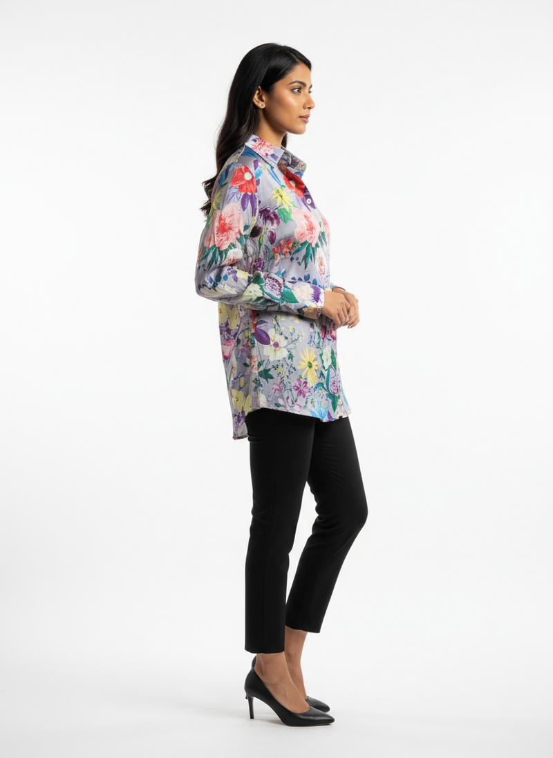 Blue Bloom Button-Down Shirt