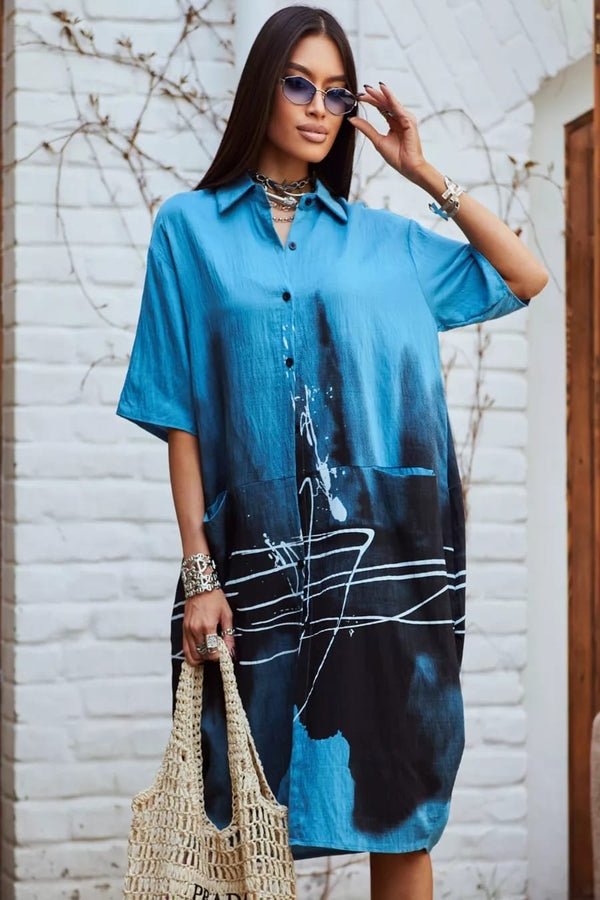 Ink Wash Printed Cotton Blend Shirt Available in 4 Colour - Navvi.in