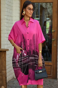 Ink Wash Printed Cotton Blend Shirt Available in 4 Colour - Navvi.in
