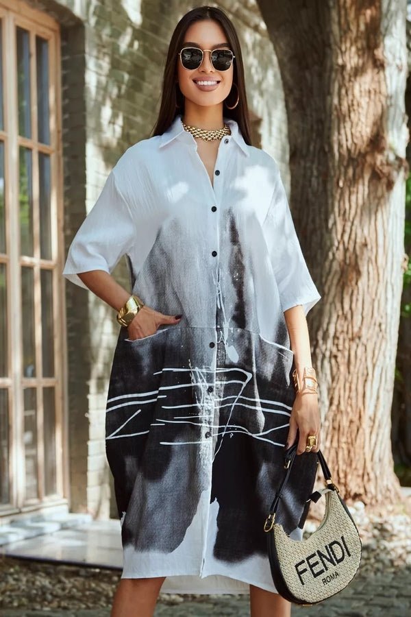 Ink Wash Printed Cotton Blend Shirt Available in 4 Colour - Navvi.in