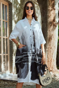 Ink Wash Printed Cotton Blend Shirt Available in 4 Colour - Navvi.in