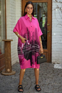 Ink Wash Printed Cotton Blend Shirt Available in 4 Colour - Navvi.in