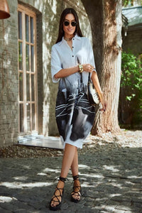 Ink Wash Printed Cotton Blend Shirt Available in 4 Colour - Navvi.in