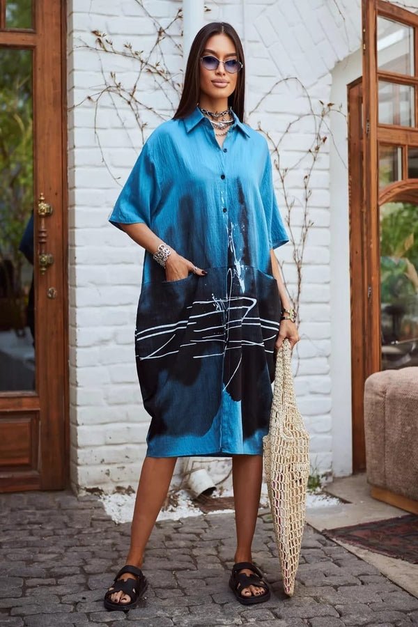 Ink Wash Printed Cotton Blend Shirt Available in 4 Colour - Navvi.in