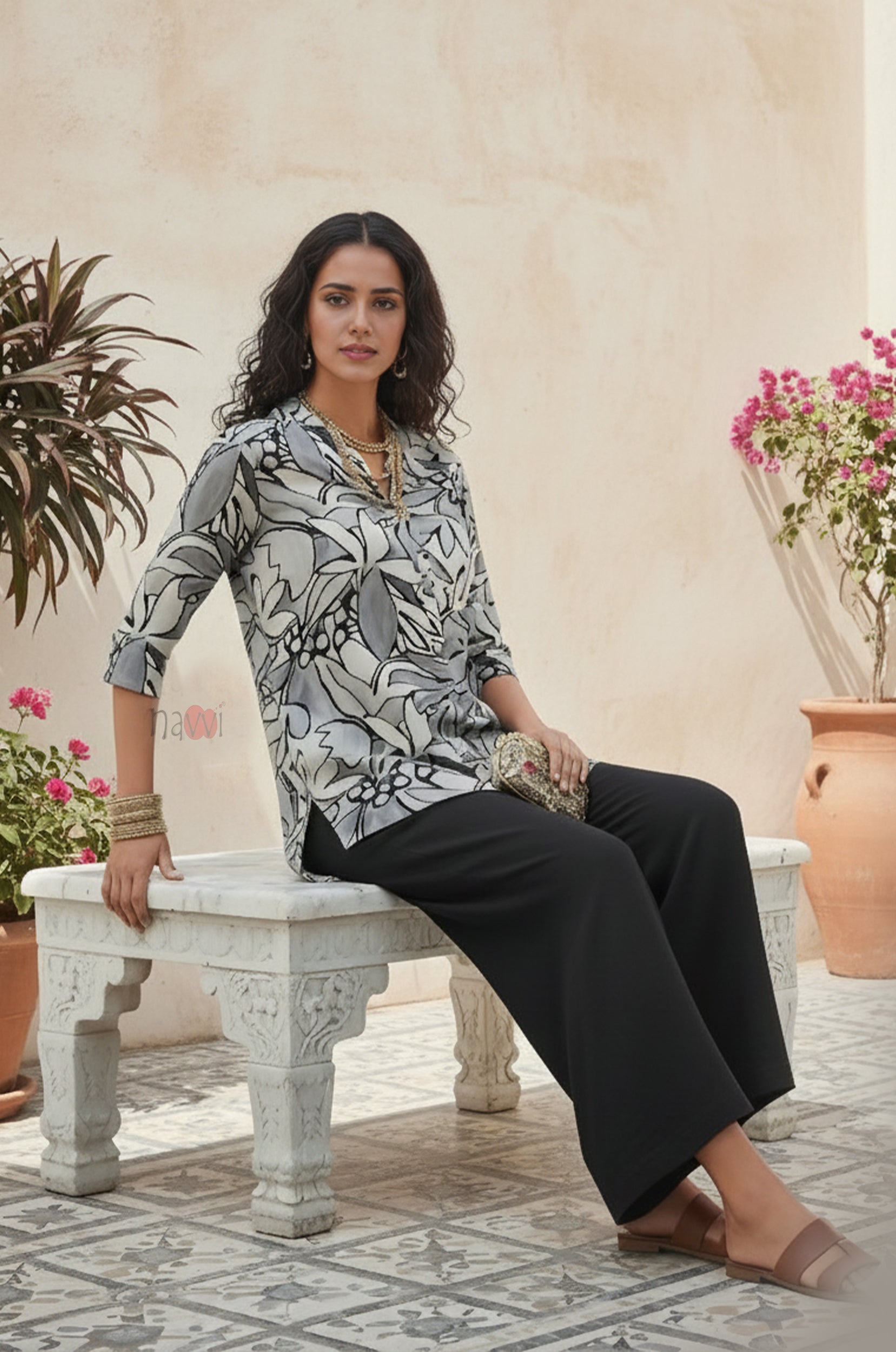 Bohemian Black & White Relaxed Fit Shirt