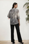 Monochrome Leaf Print Short Tunic Top