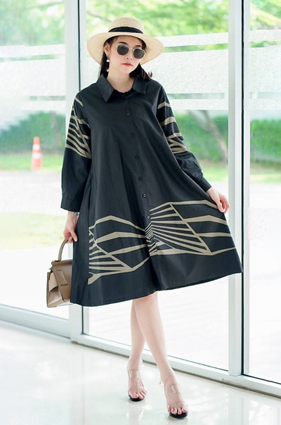 Modern Abstract Pattern Shirt Dress