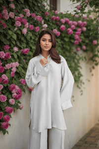 Ivory BSY Crepe Co - Ord Set - Navvi.in