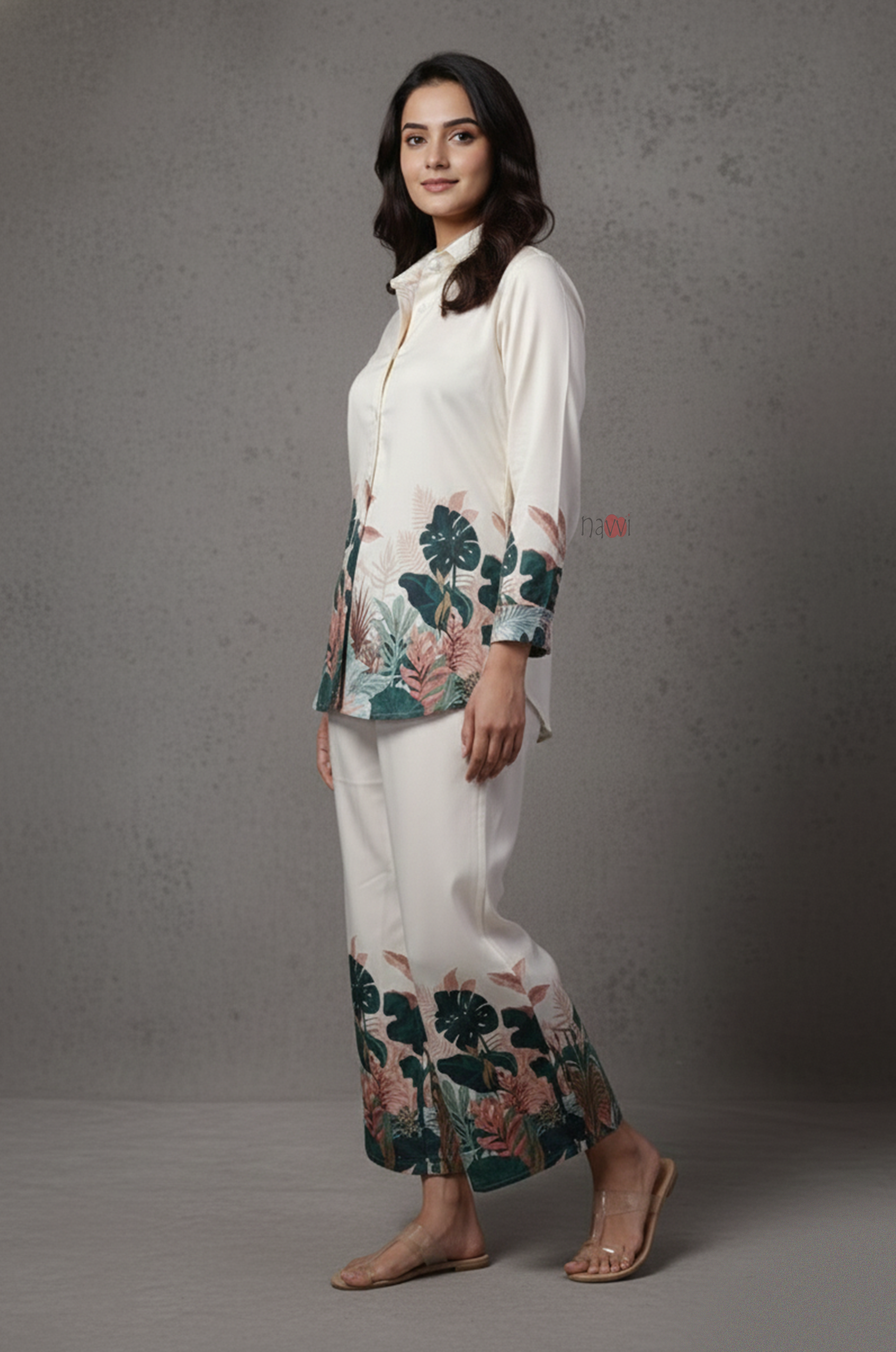 Ivory Tropic Bloom Printed Co-Ord Set