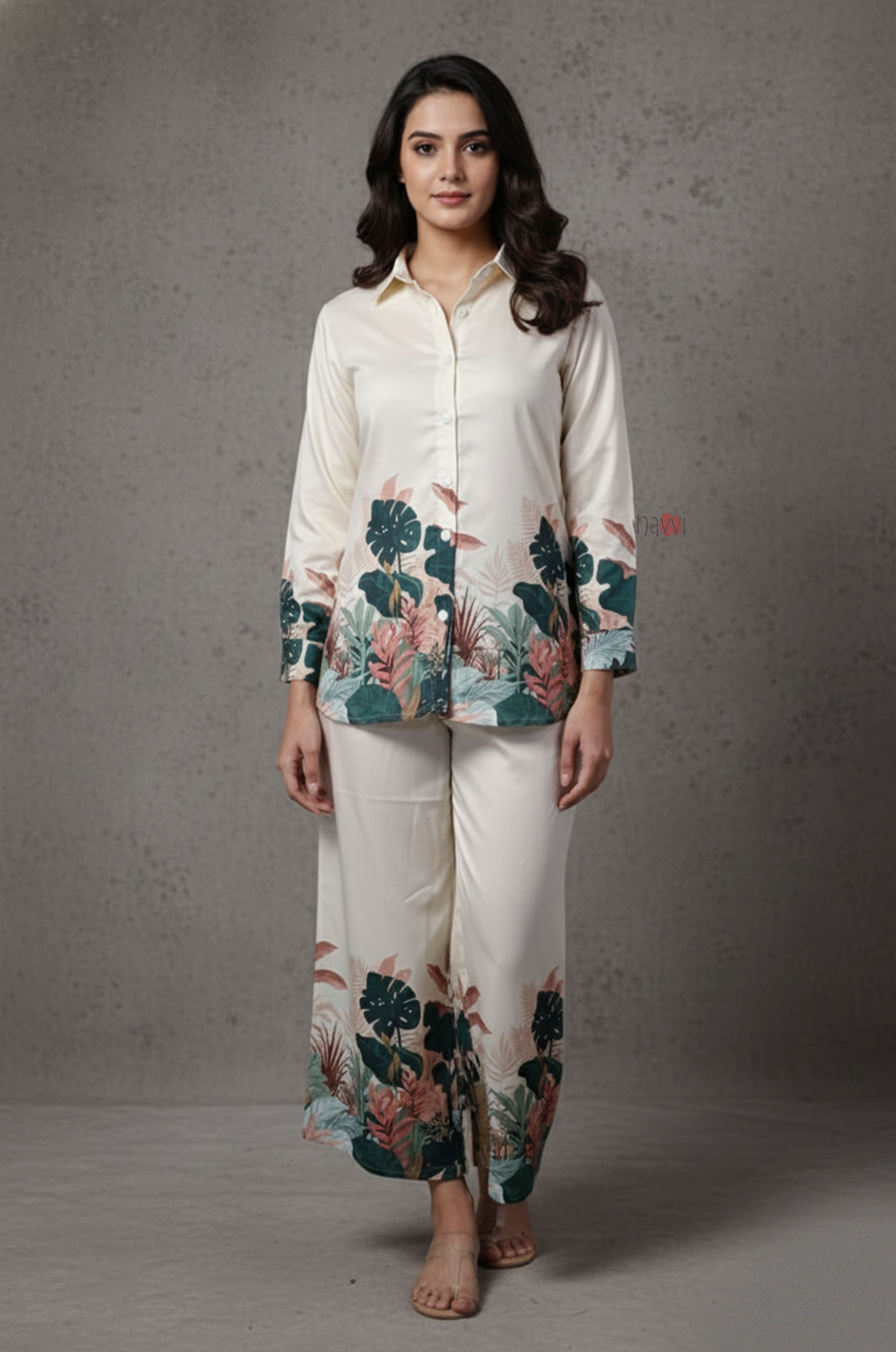 Ivory Tropic Bloom Printed Co-Ord Set