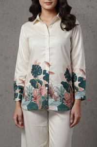 Ivory Tropic Bloom Printed Co-Ord Set