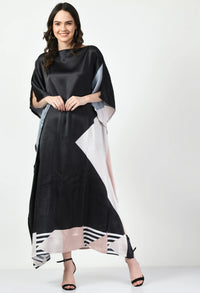 Black Abstract Printed Kaftan Dress
