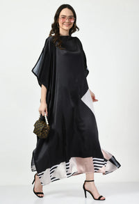 Black Abstract Printed Kaftan Dress