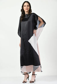 Black Abstract Printed Kaftan Dress