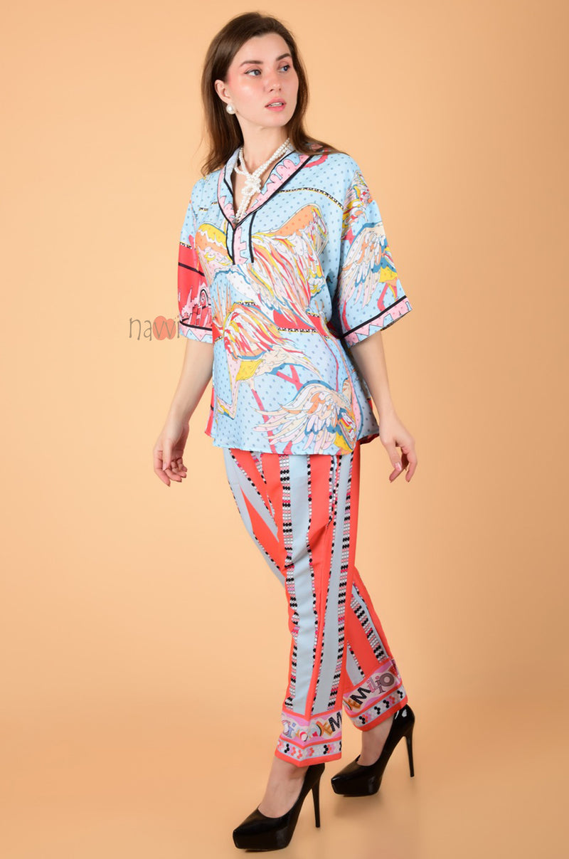 Silky Abstract Printed Loungewear Set