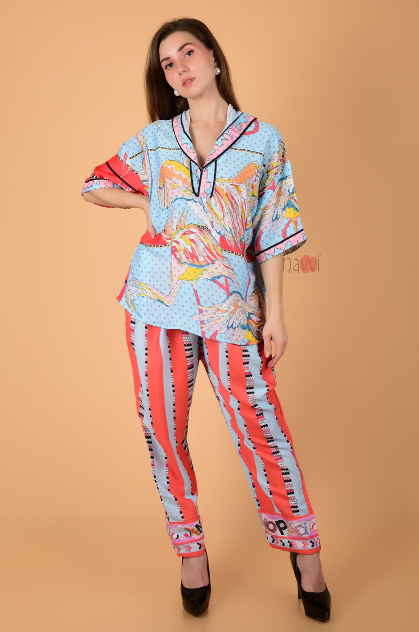 Silky Abstract Printed Loungewear Set