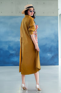 Chic Shirt Dress with Abstract Print Panel – Casual & Stylish