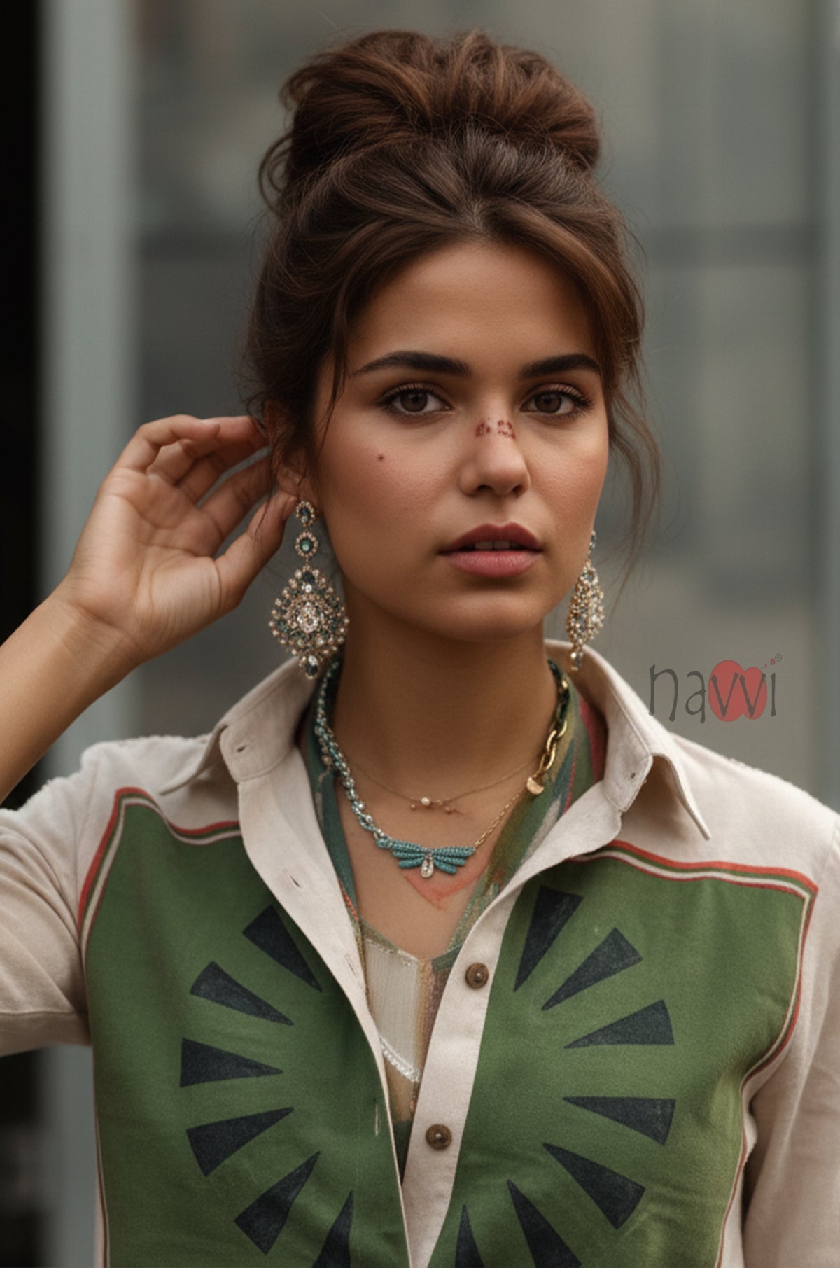 Stylish Printed Button Down Linen Shirt