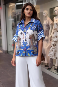 Modern Art Wildlife Print Shirt - Navvi.in