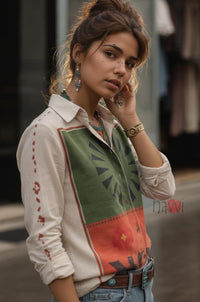 Stylish Printed Button Down Linen Shirt