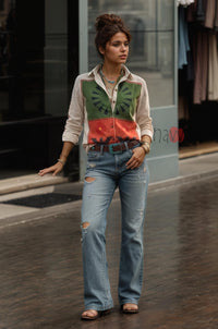 Stylish Printed Button Down Linen Shirt