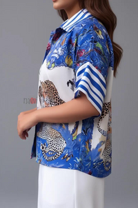 Modern Art Wildlife Print Shirt - Navvi.in