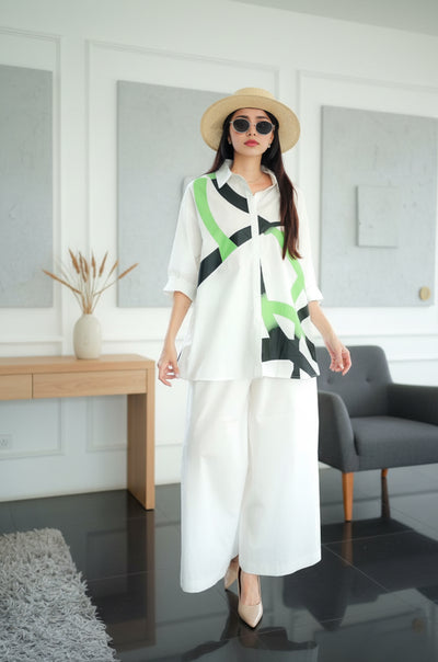 Stylish Printed Co-ord Set with Wide Pants