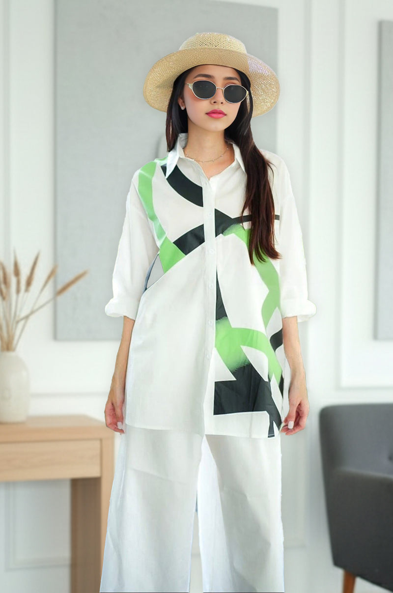 Stylish Printed Co-ord Set with Wide Pants