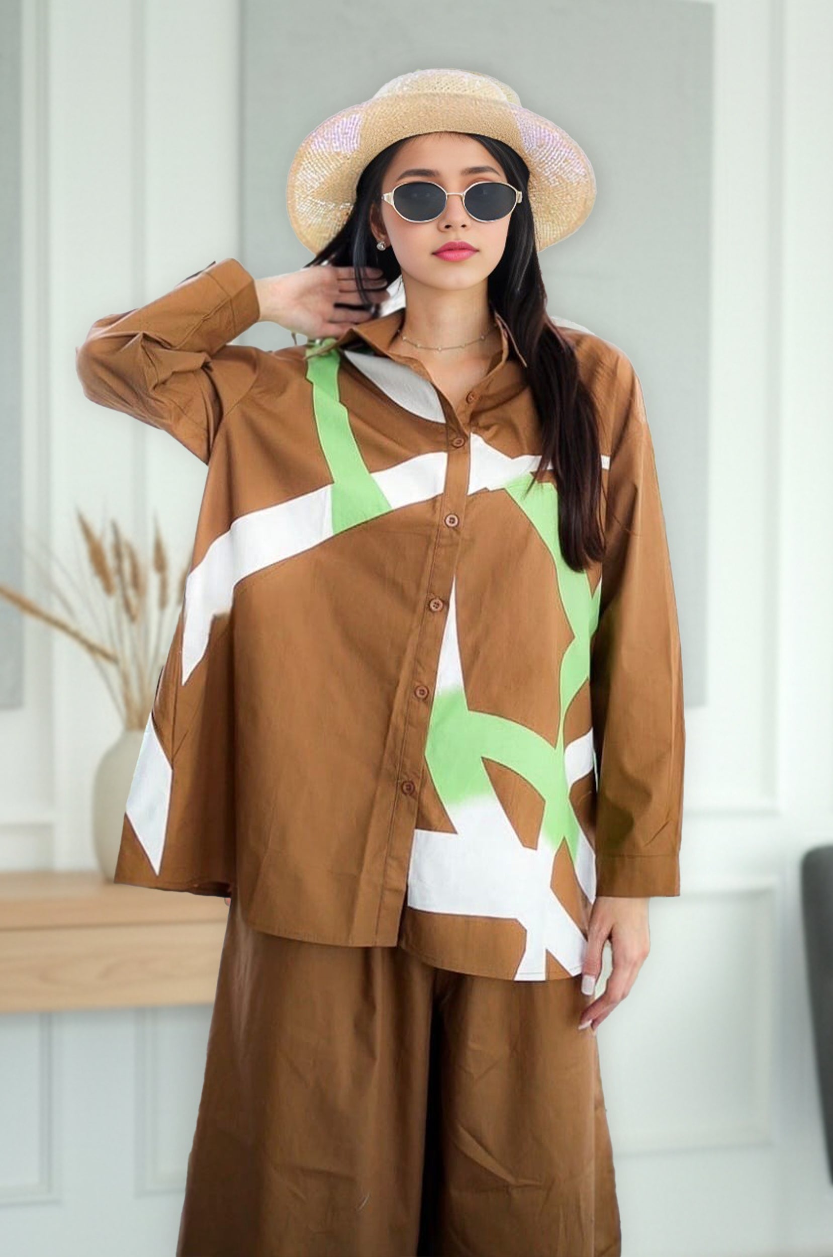 Stylish Printed Co-ord Set with Wide Pants