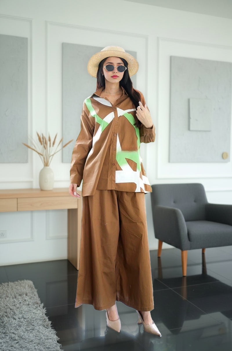 Stylish Printed Co-ord Set with Wide Pants