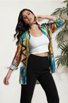 Trendy Abstract Print Button Down Shirt