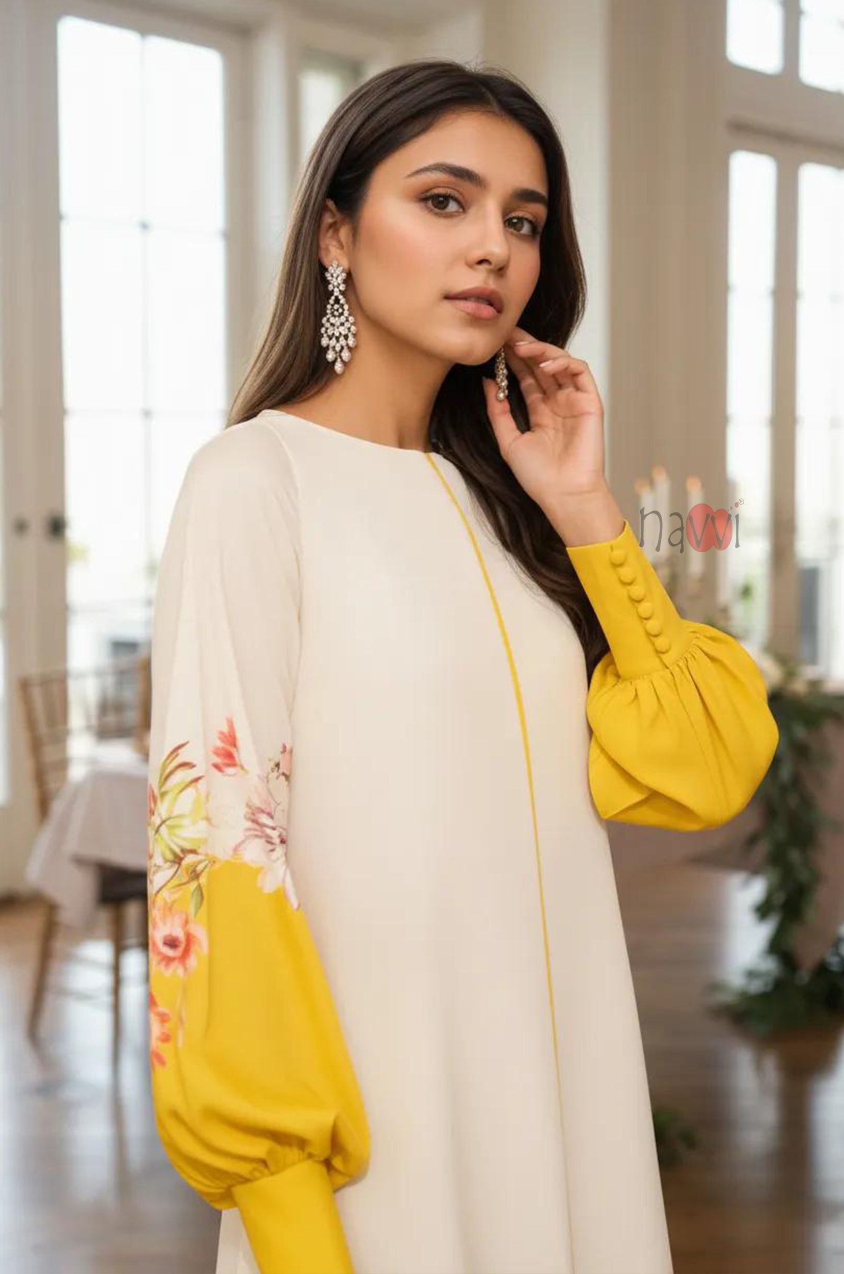 Sunshine Floral Ethnic Dress - Navvi.in