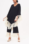 Kaftan Style Co - Ord Set With Fringe - Navvi.in