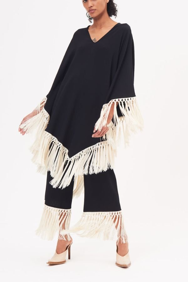 Kaftan Style Co - Ord Set With Fringe - Navvi.in