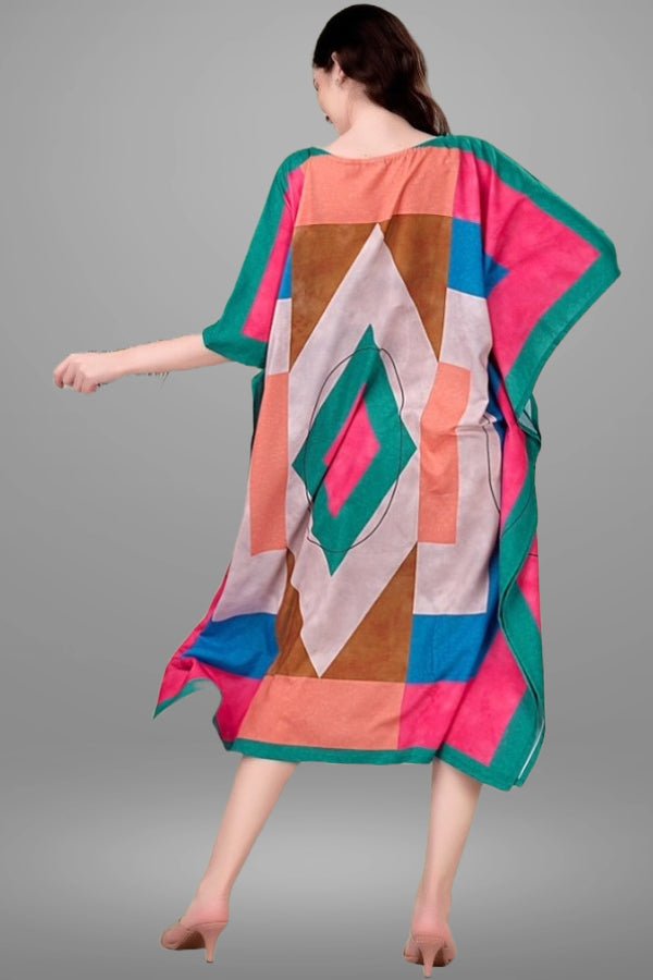 Kimono Sleeves Printed Kaftan - Navvi.in