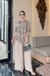 Trendy Ruffle Top & Wide-Leg Pants Co-ord Set