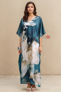 Ocean Whisper Printed Kaftan Dress