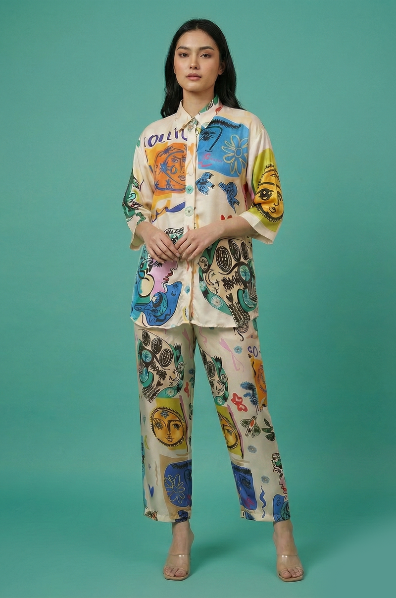 Abstract Printed Co - ord Set - Navvi.in