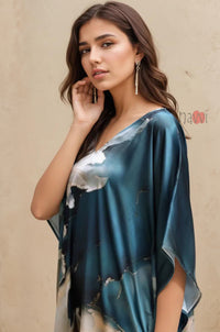 Ocean Whisper Printed Kaftan Dress