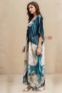 Ocean Whisper Printed Kaftan Dress