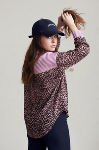 Pink Stripe & Leopard Patchwork Shirt Top
