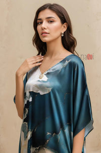 Ocean Whisper Printed Kaftan Dress