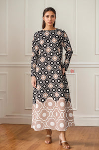 Retro Floral Geometric Dress for Women