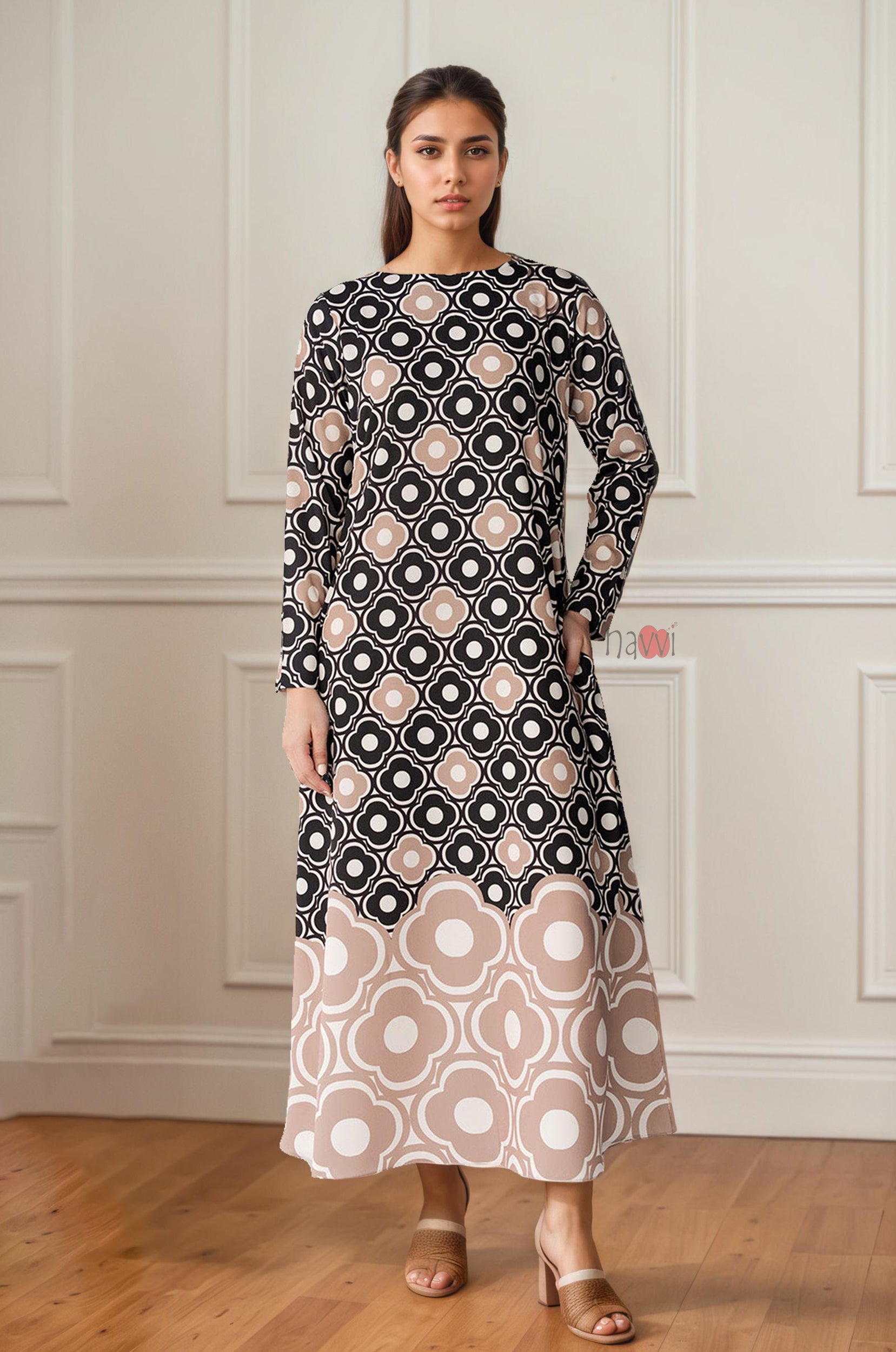 Retro Floral Geometric Dress for Women