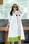 Modern Contrast Hem Button-Down Shirt Dress