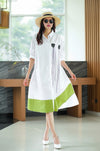 Modern Contrast Hem Button-Down Shirt Dress