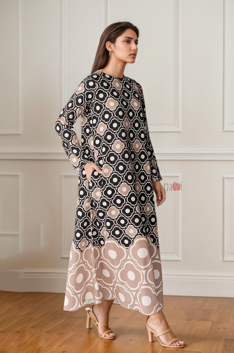 Retro Floral Geometric Dress for Women