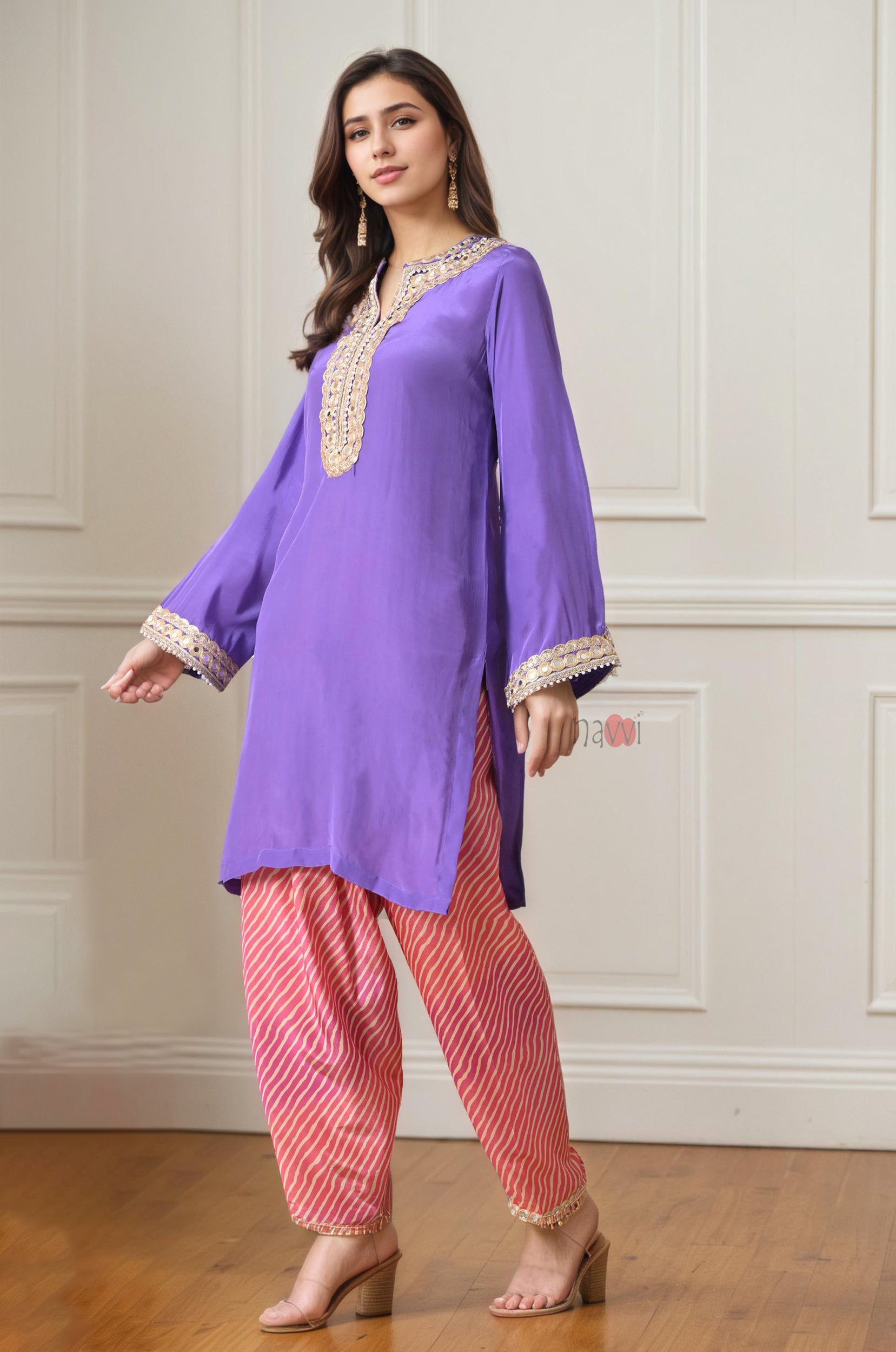 Vibrant Festive Embellished Pathani Salwar