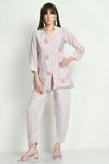 Lavender Hand Embroidered Co - ord Set - Navvi.in