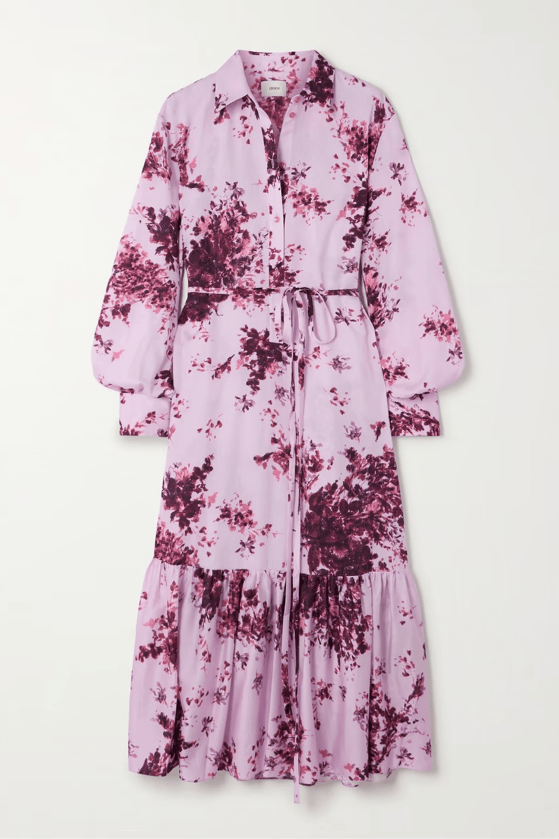 Lavender Printed One Piece Dress - Navvi.in